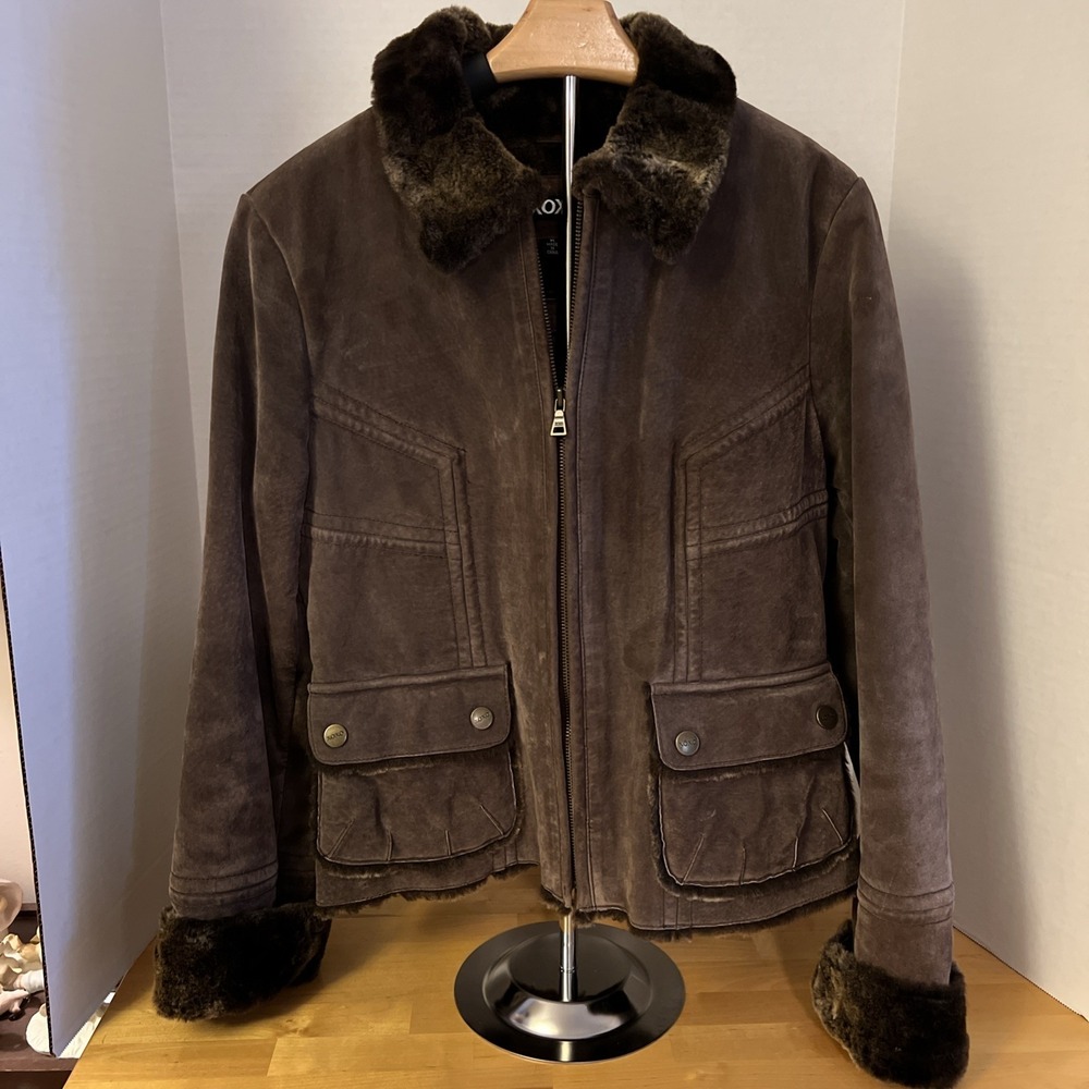Xoxo Leather Faux Fur  Zip Up Jacket Size M